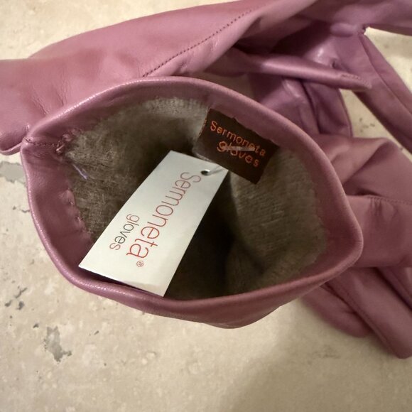 Sermoneta Gloves Lilac Leather lined w/ cashmere, Made in Italy, Size 7, NWT - Picture 5 of 6